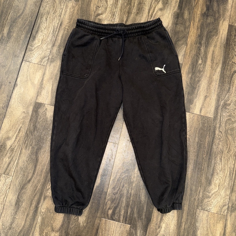 Puma Fleece‎ Sweatpants Joggers Black Pockets Drawstring Athletic-wear Women's L